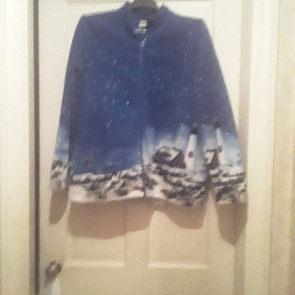 Blair Fleece Lighthouses Nautical Beach Scene Zip